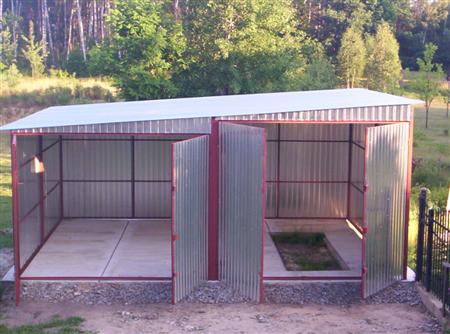 Garaż ocynkowany podwyższony do 2,5m bliźniak ze spadem na bok